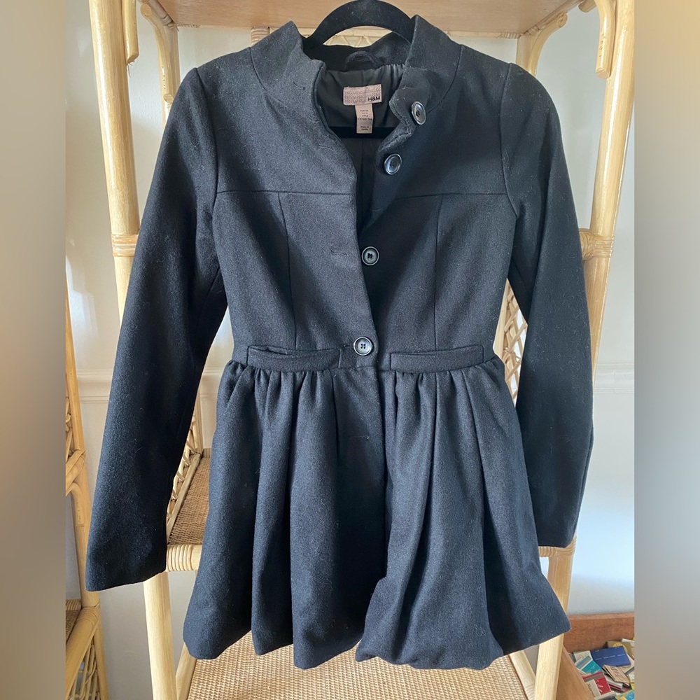 H&M Black Peplum Coat